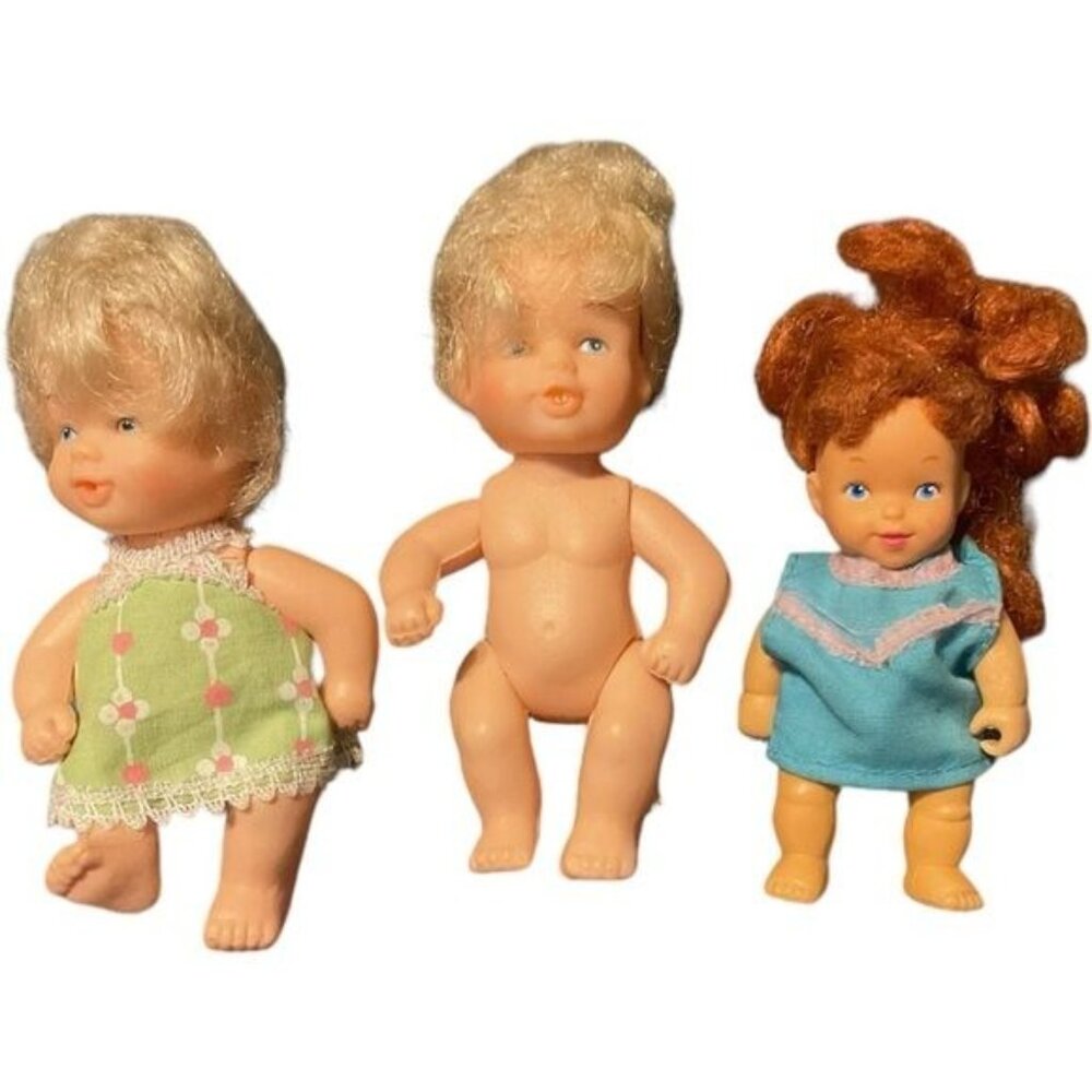 Vintage 1970s Miniature Dolls With Clothes & Blonde Red Hair